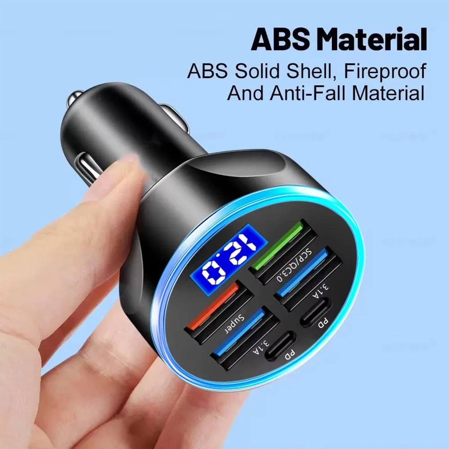 Multi-Port Fast Car Charger for 12V/24V Vehicles â€“ 4-USB Smart Adapter
