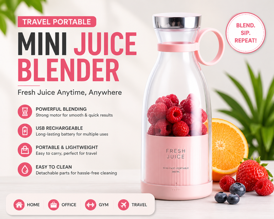 Portable USB Blender Juicer - 6 Blade Portable Smoothie & Shake Maker (Multicolor)