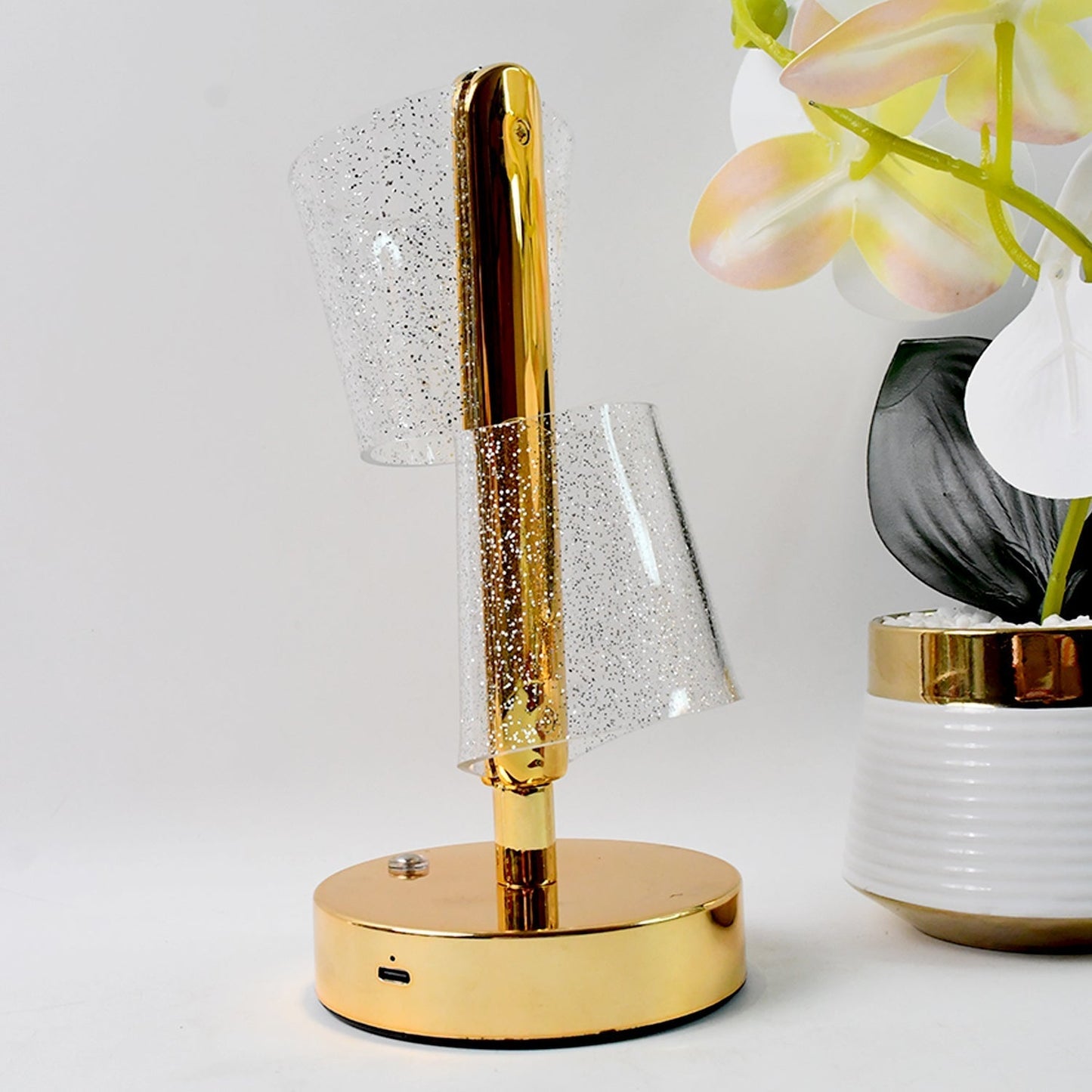 Modern Luxury Crystal LED Double Shade Table Lamp (1 Pc)