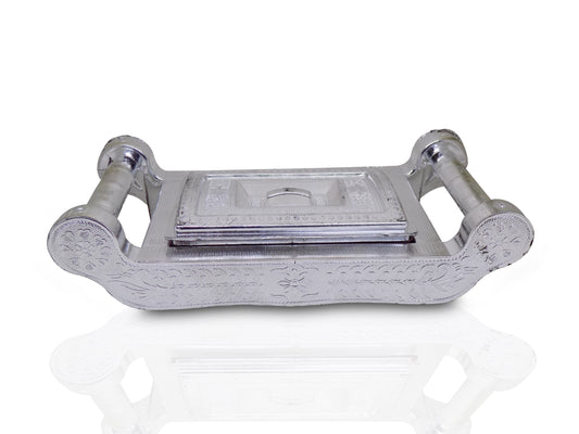 Multipurpose 4 Section Royal Design Silver Storage / Gift Box