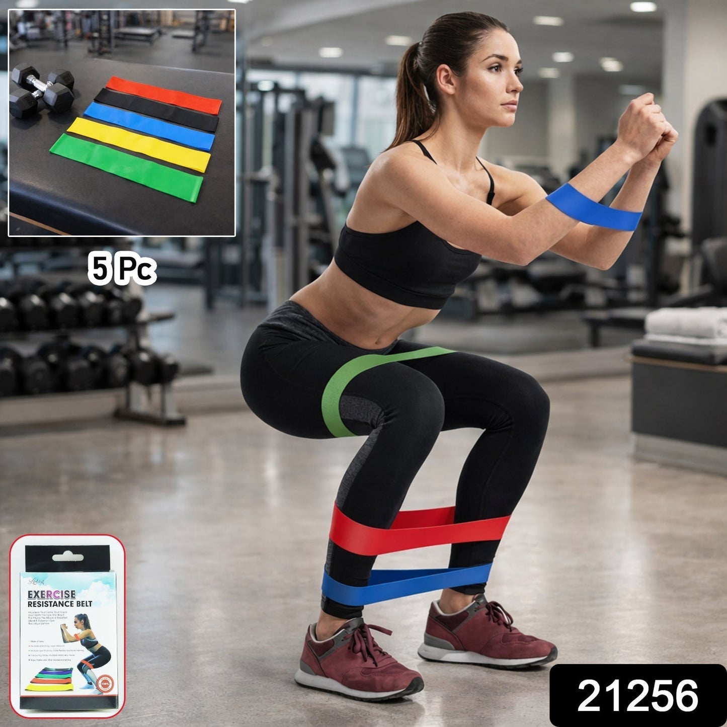 Premium Elastic Resistance Exercise Bands / Belt Set (5 Pc)
