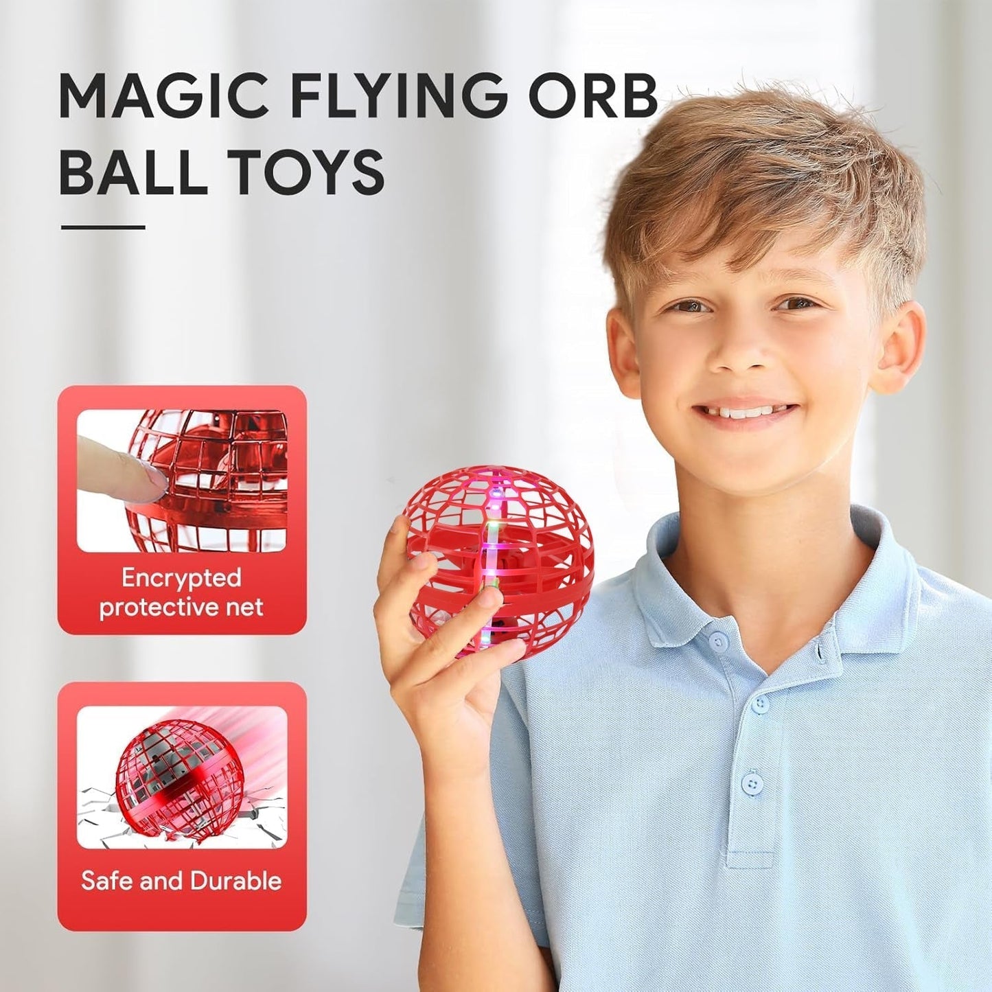 Flying Ball Toys, USB Rechargeable Built-in RGB Lights 360Â°Rotating Magic Controller