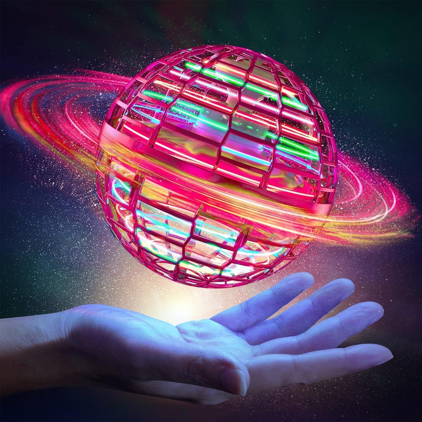 Flying Ball Toys, USB Rechargeable Built-in RGB Lights 360Â°Rotating Magic Controller