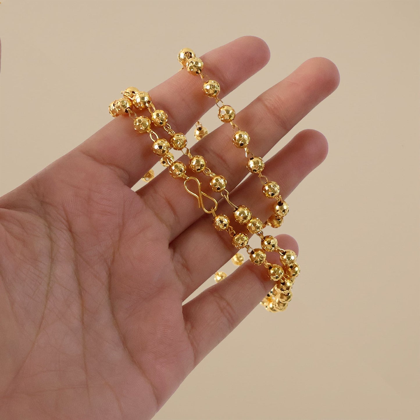 Elegant Gold-Tone Beaded Necklace Chain for Women (1 Pc)