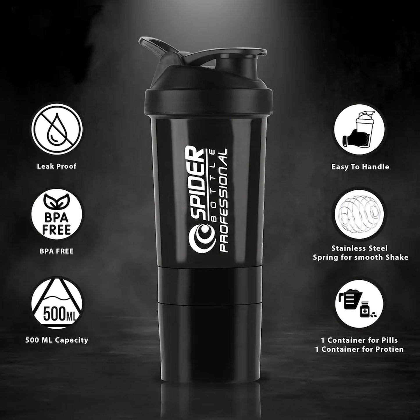 Multipurpose protein shaker bottle 500ml