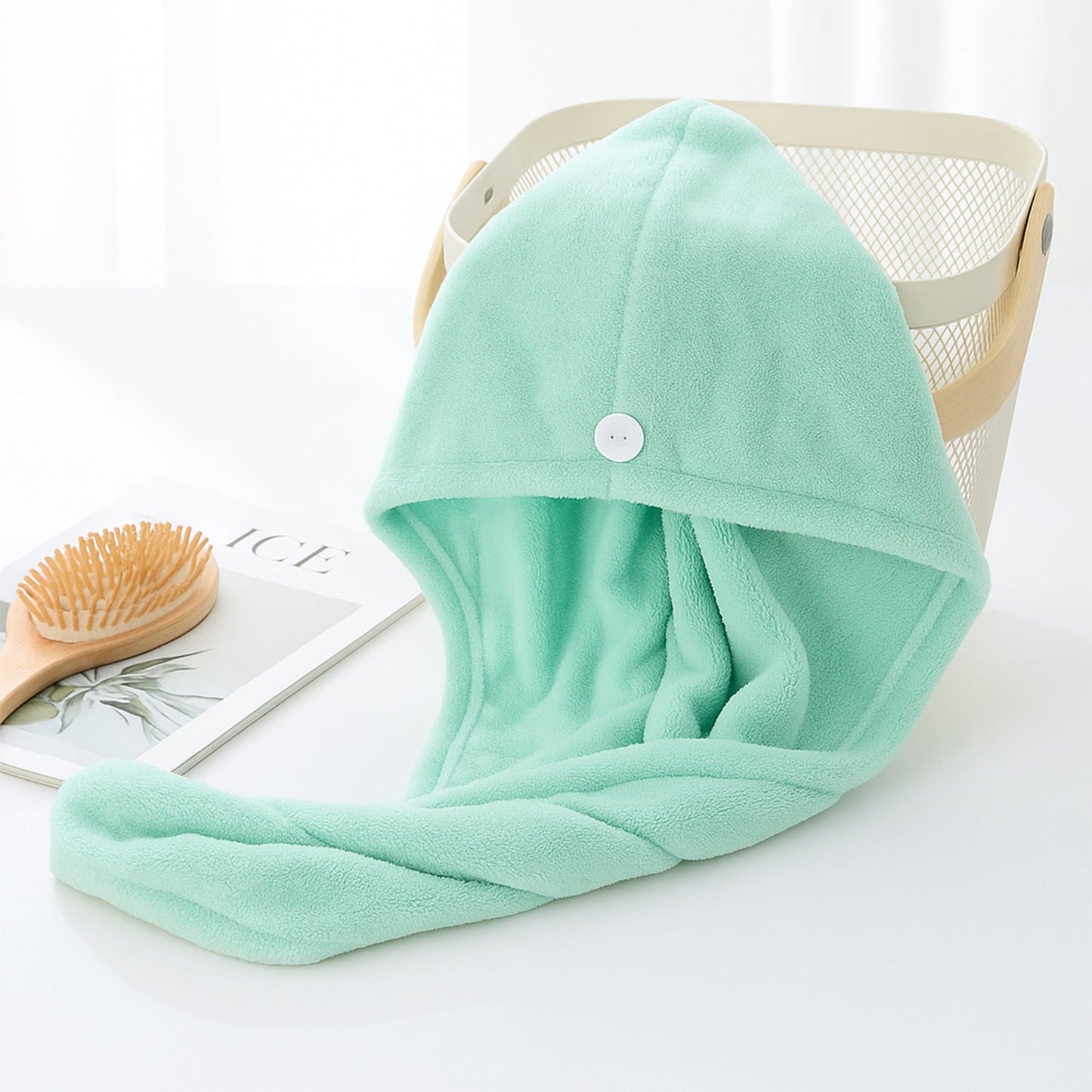 Premium Soft Microfiber Hair Drying Towel Wrap with Button Lock (1 Pc)