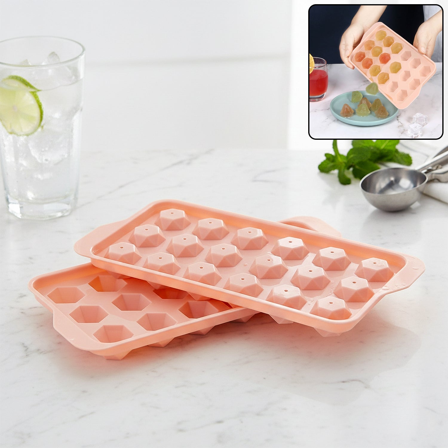 Durable Plastic Ice Cube Tray (1 Pc)