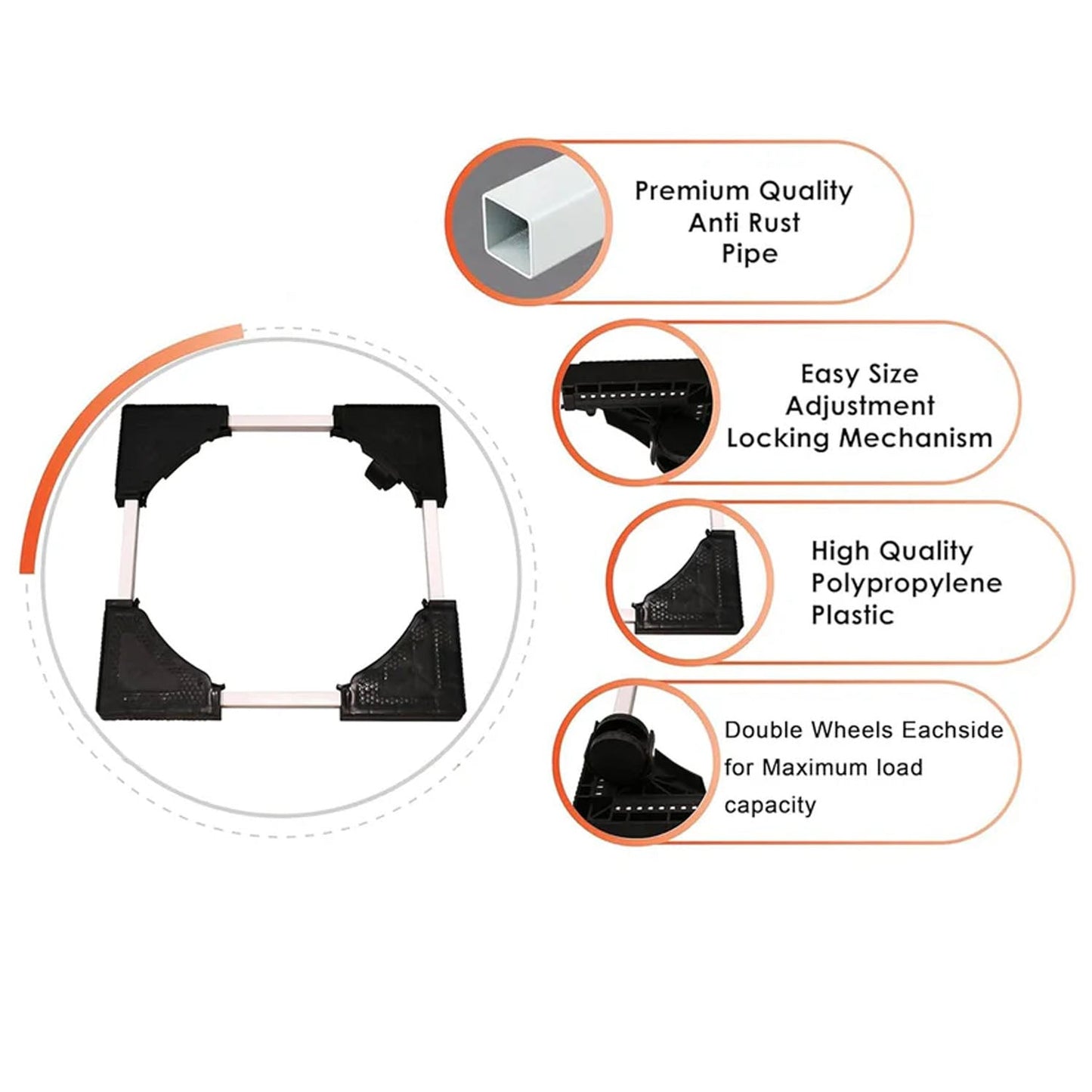 Adjustable Washing Machine & Refrigerator Stand (67Ã—67 cm ,1 Pc)