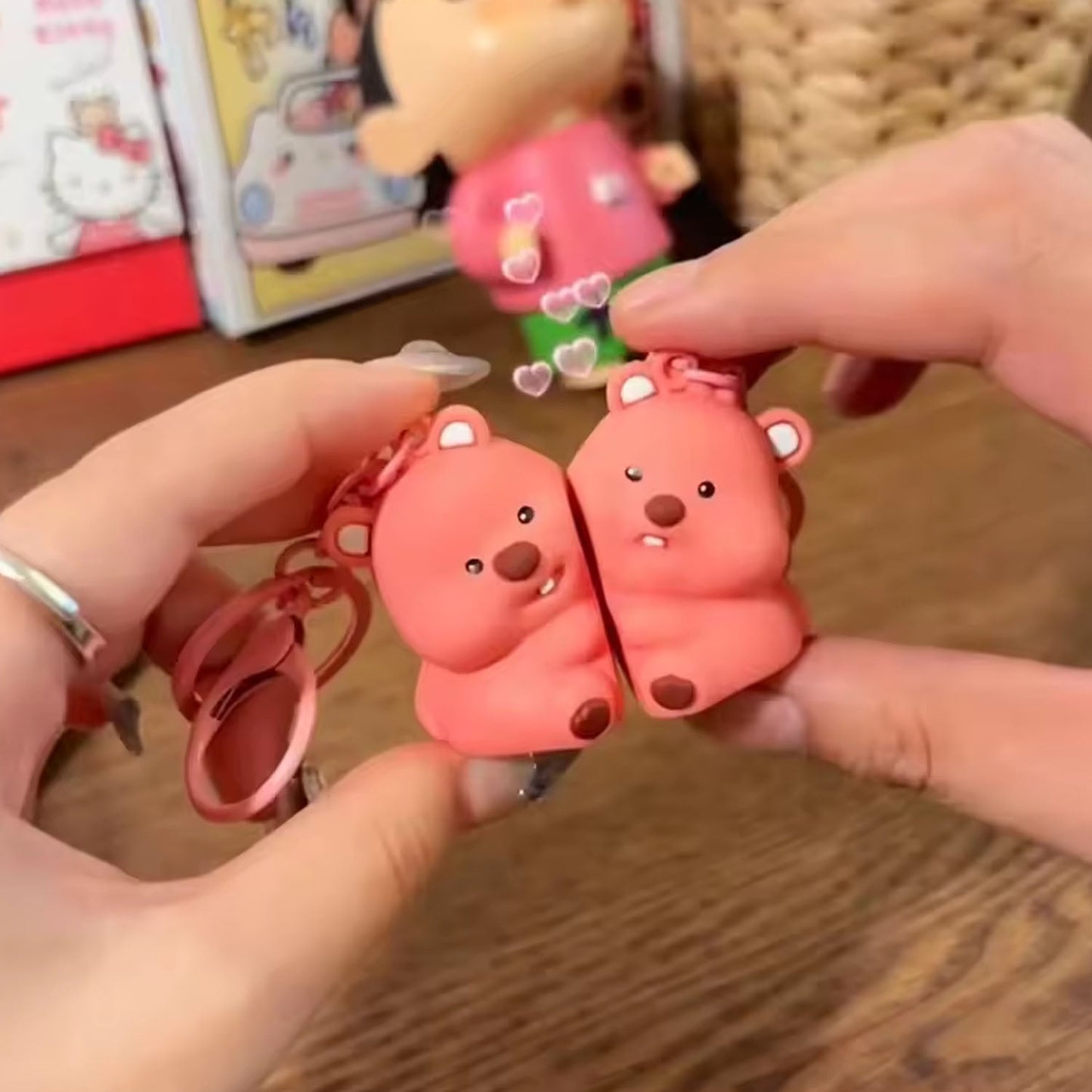 Cute Couple Bear Shape 2-in-1 Keychain Set (2 Pieces Set)