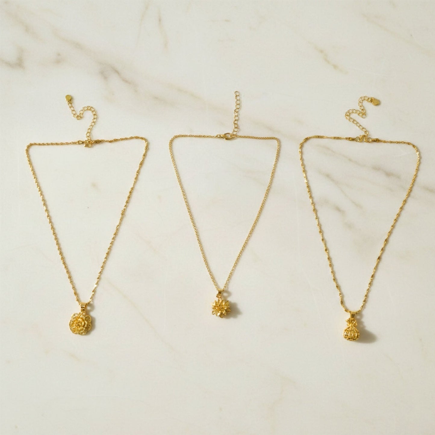 Elegant Gold Finish Floral & Traditional Pendant Necklace (1 Pc, Mix Design)