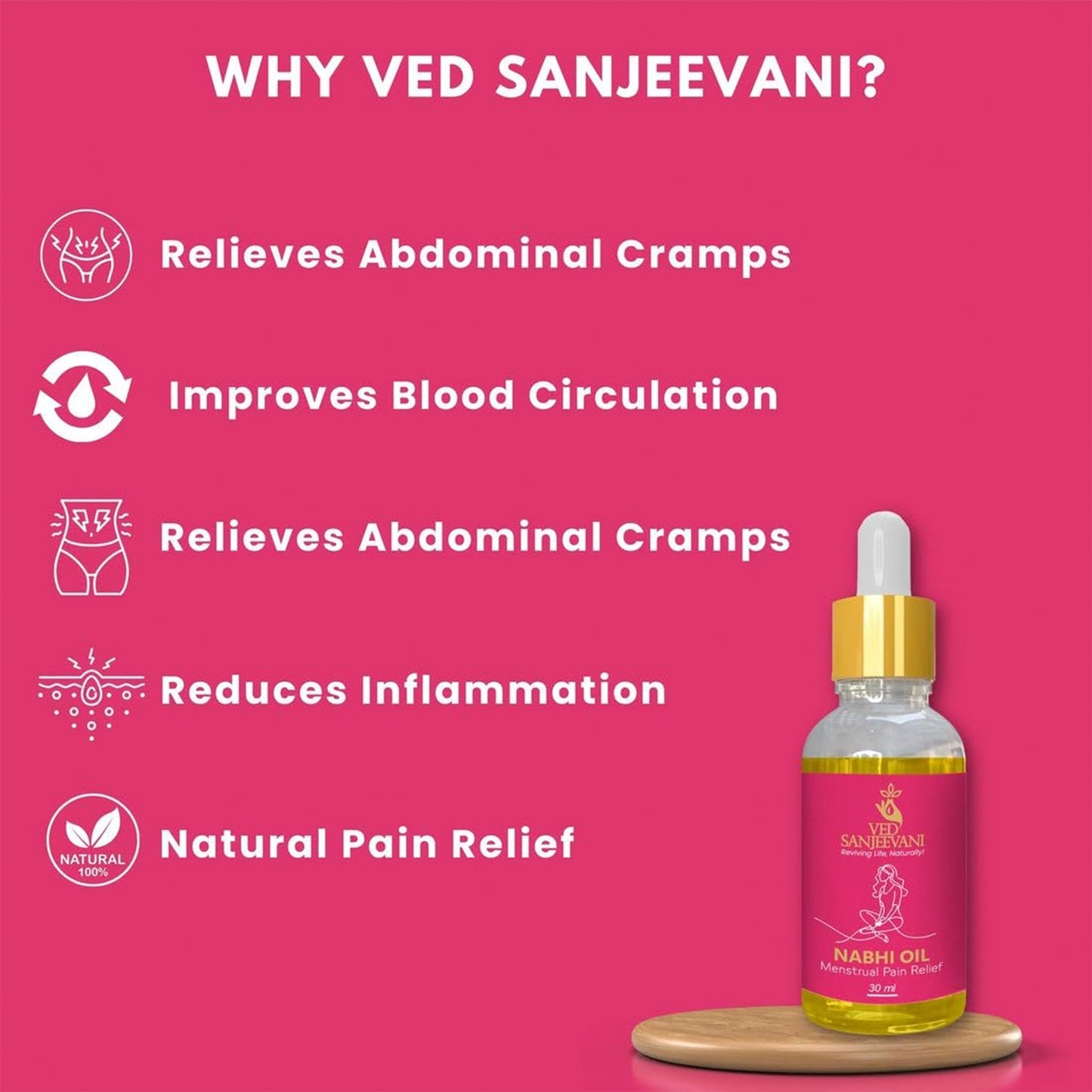 Ved Sanjeevani Nabhi Oil for Menstrual Pain Relief (30ML / 1 Pc)