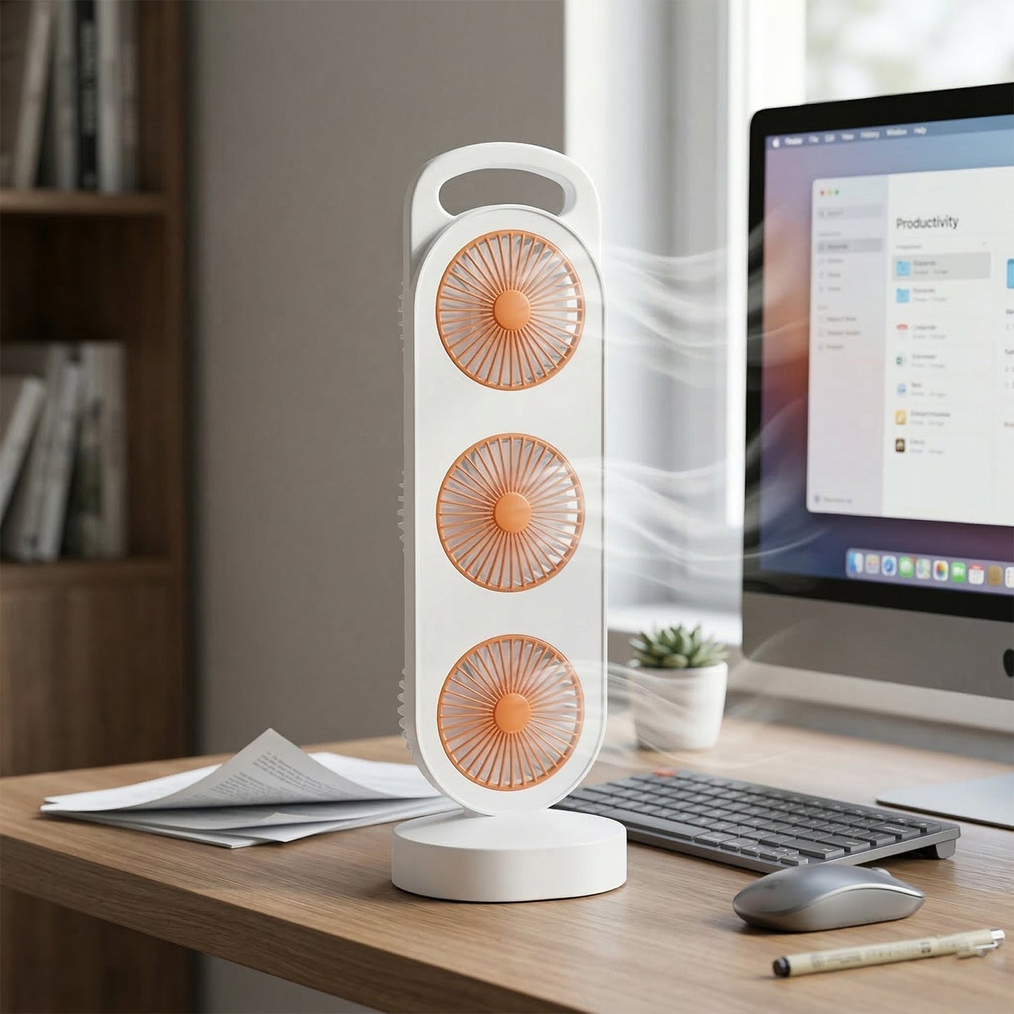 Portable 3 in 1 Design Triple Head Table Fan (1 Pc)