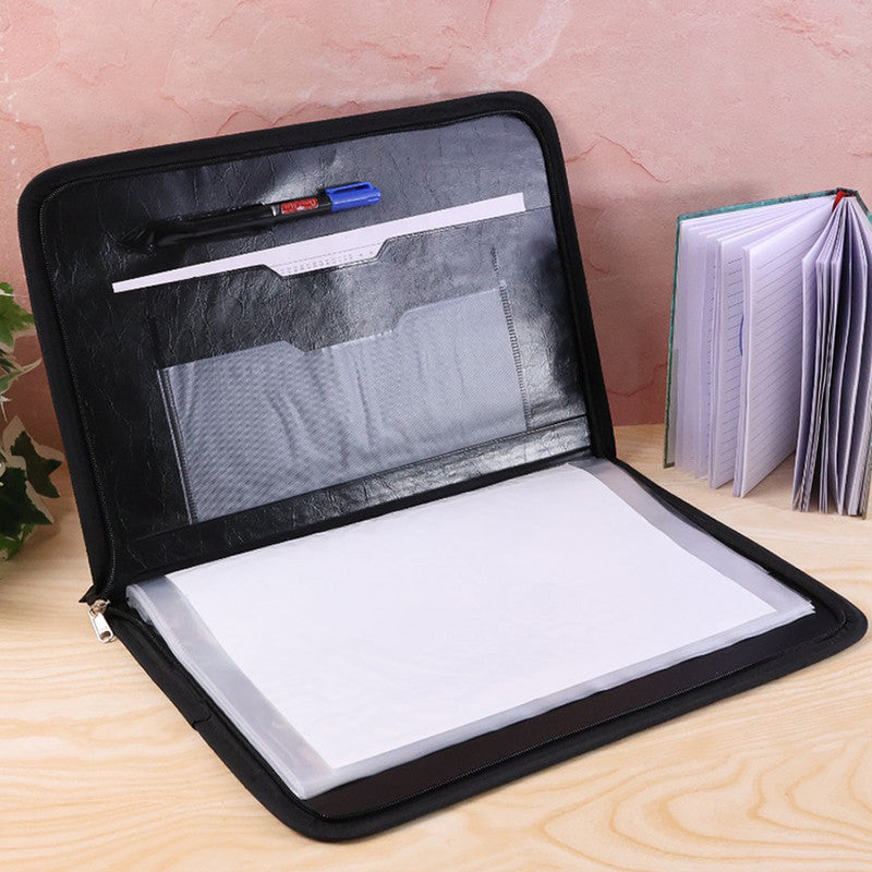 Aerotix A4 Portfolio File Zipper â€“ 20 Leaf Professional Document Organizer Folder