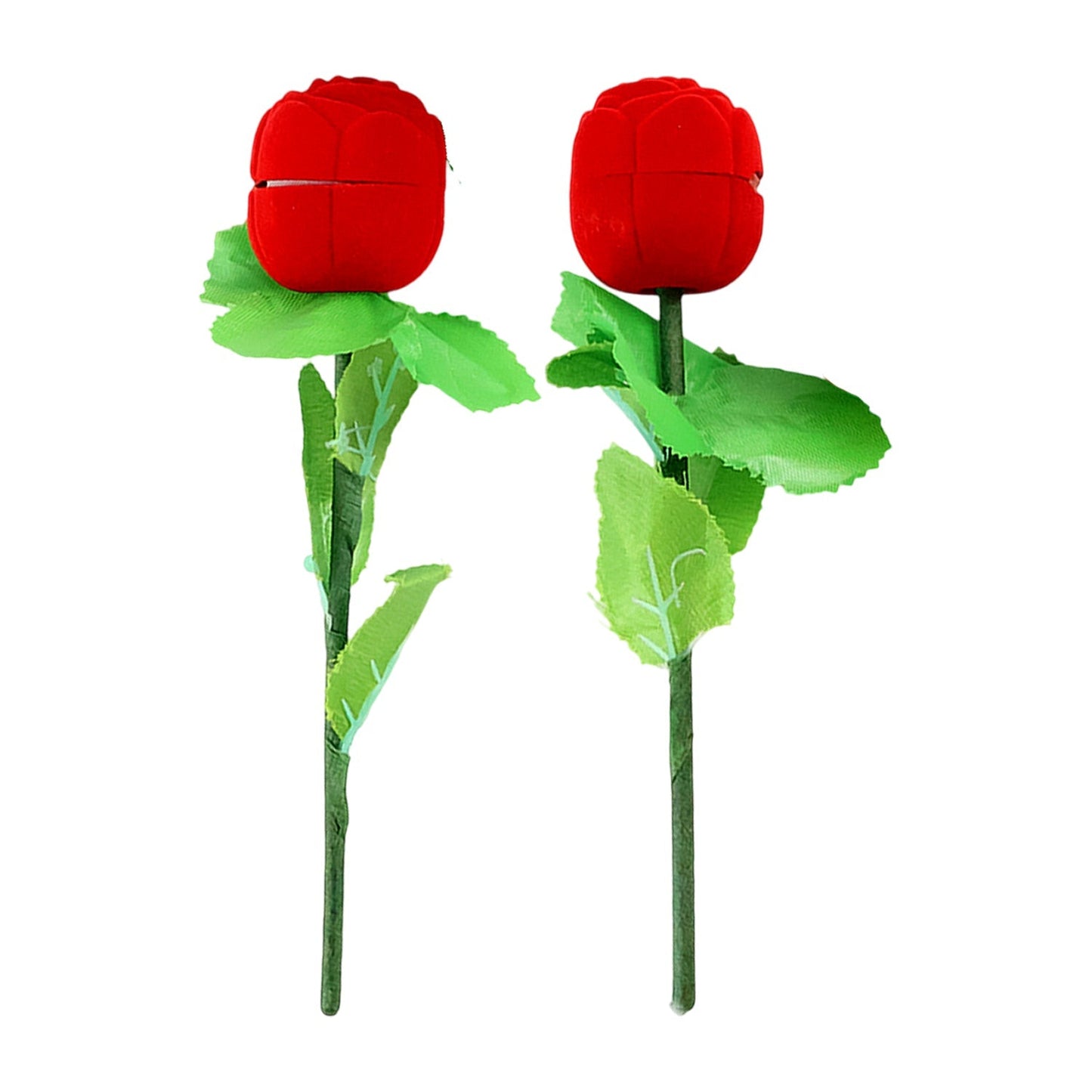 Romantic Artificial Rose Ring Box Stick â€“ 2 Piece Flower Shaped