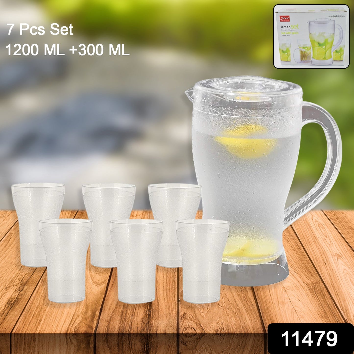 Apex Unbreakable Lemon Jug Set with 6 Glasses â€“ 1200ML Jug + 300ML Glasses Approx
