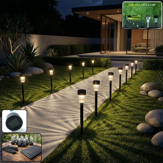 Solar Powered Lawn Pathway Light Set (12 Pcs Set)