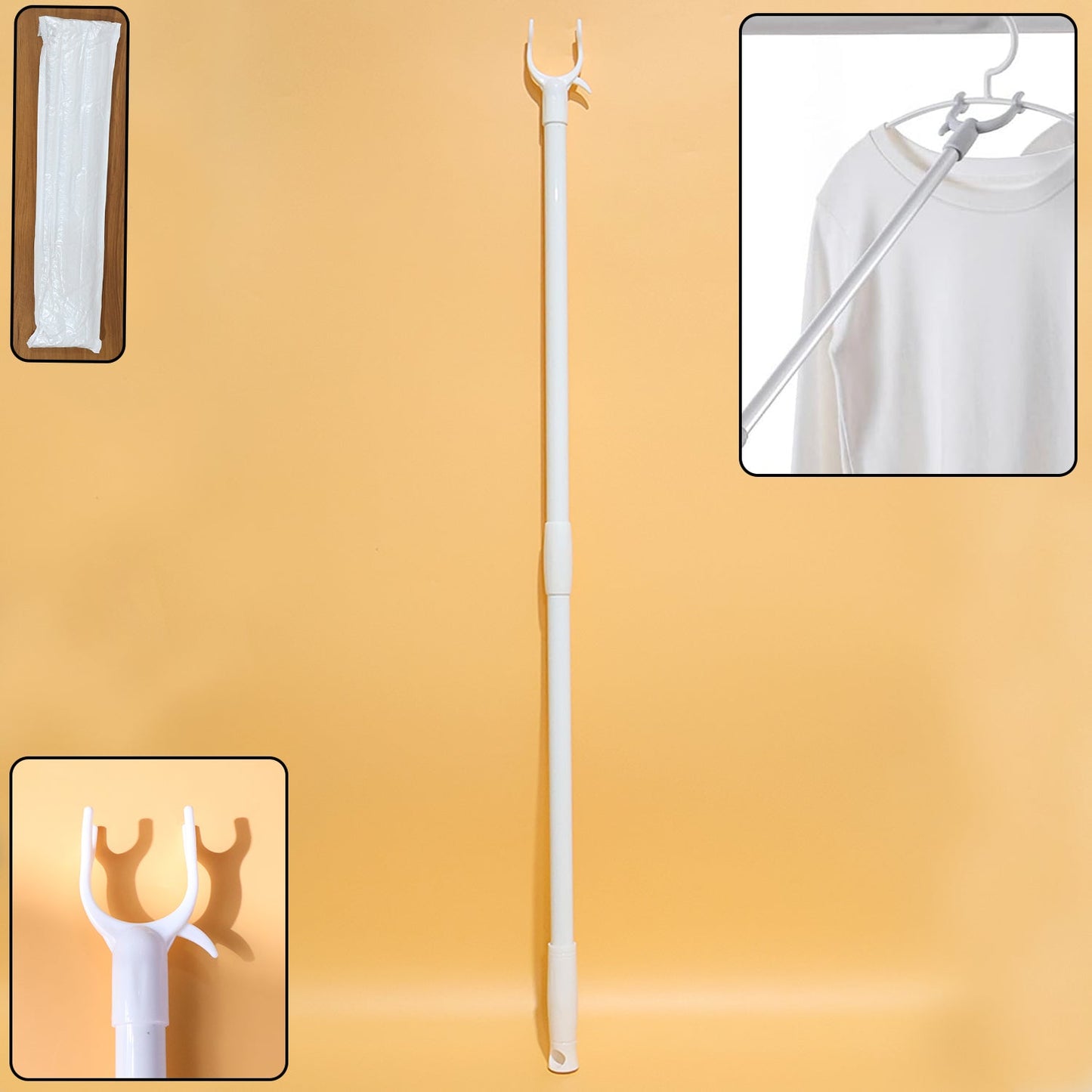 Premium Long Reach Clothes Hook Rod (120 cm, 1 Pc)