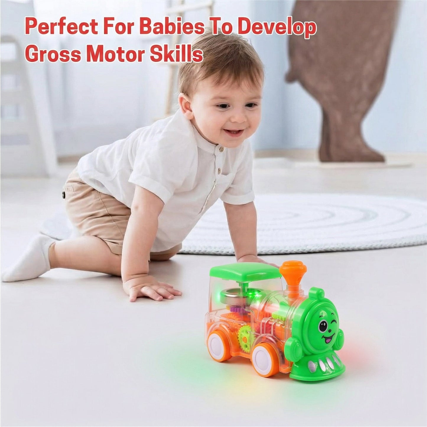 Kids Musical Light-Up Transparent Train Toy (1 Pc)