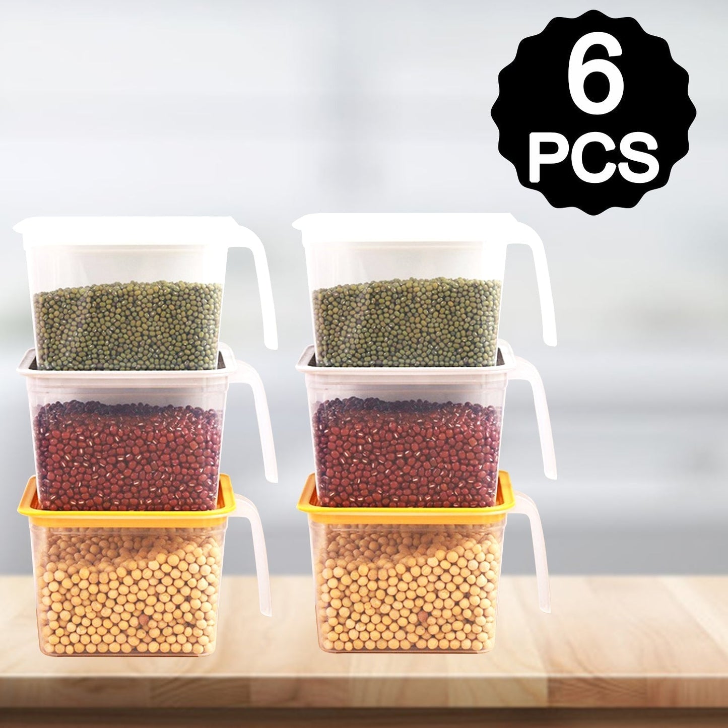 Air Tight Unbreakable Big Size 1100 ml Square Shape Kitchen Storage Container (Set of 6)