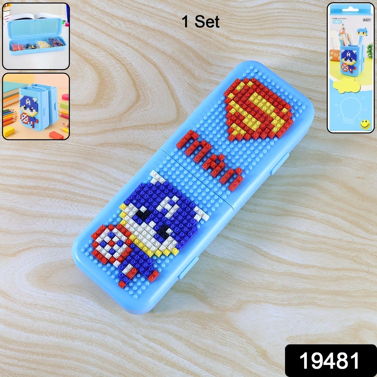 DIY Pixel Art Building Block Pencil Box (1 Set)