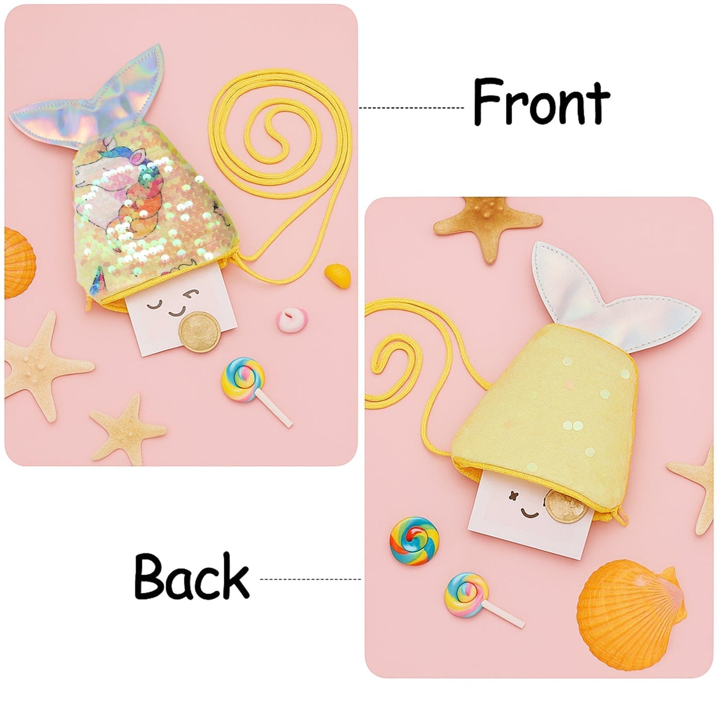 Mermaid Tail Shaped Kids Sling Bag - (1 Pc)