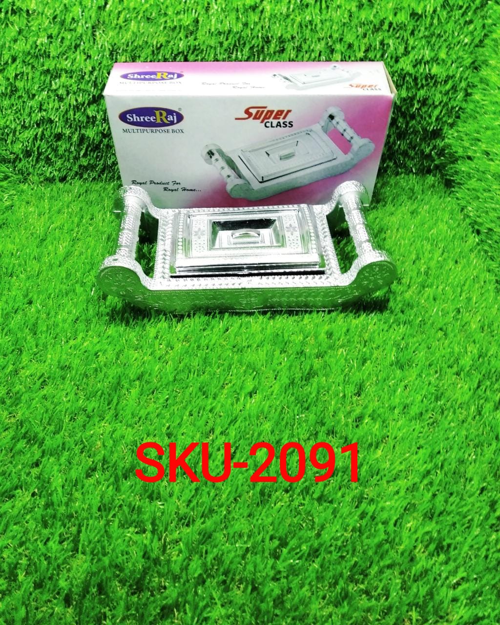 Multipurpose 4 Section Royal Design Silver Storage / Gift Box