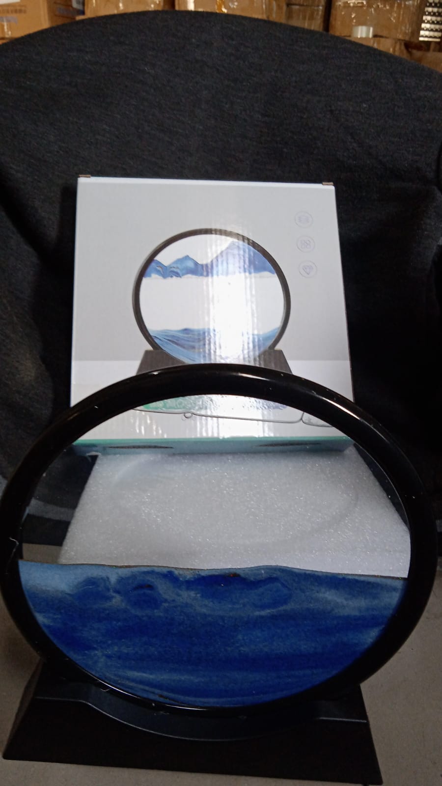 3D Moving Sand Art – Liquid Motion Deep Sea Sandscape with Round Glass Frame (1 Pc)