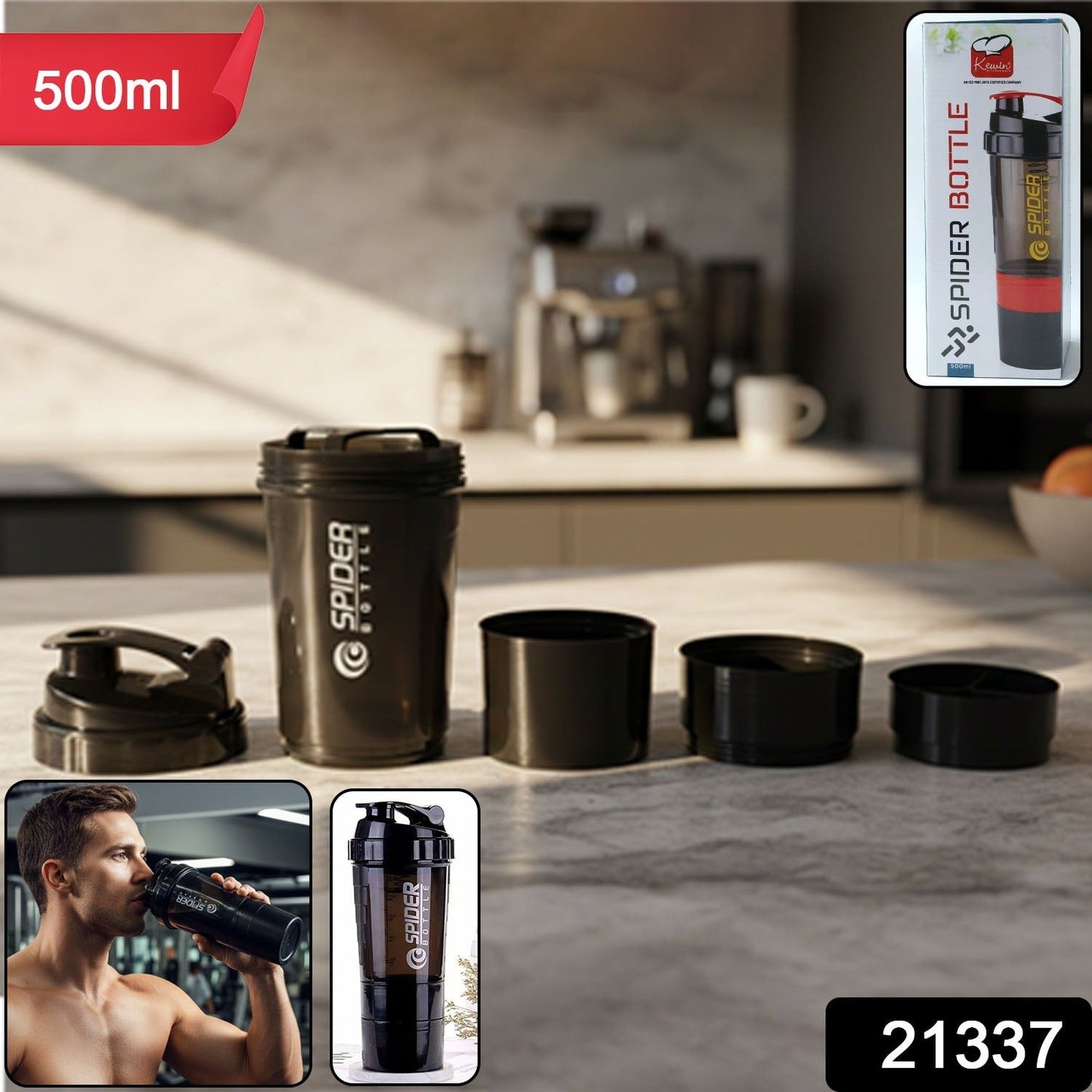 Multipurpose protein shaker bottle 500ml