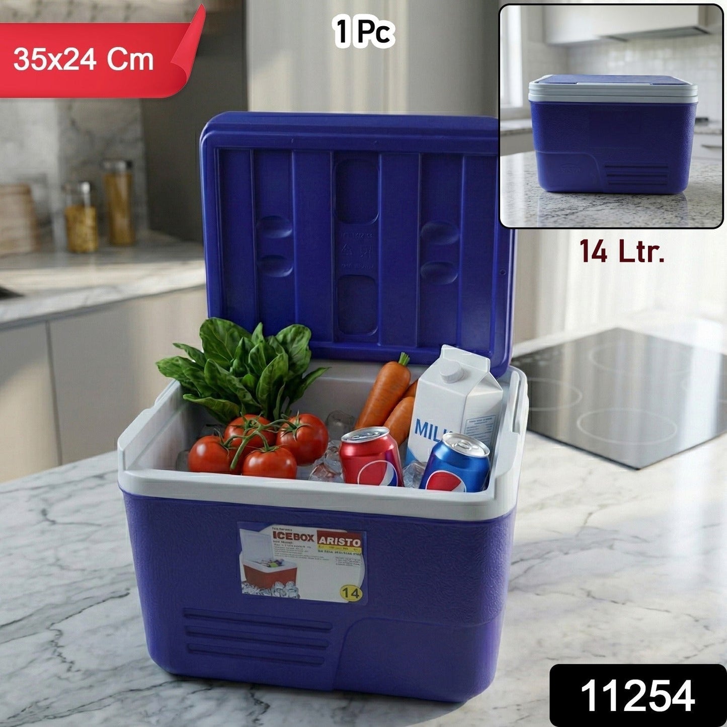 Compact Insulated Ice Box Cooler (1 Pc, 14 Ltr, 35x24 Cm)