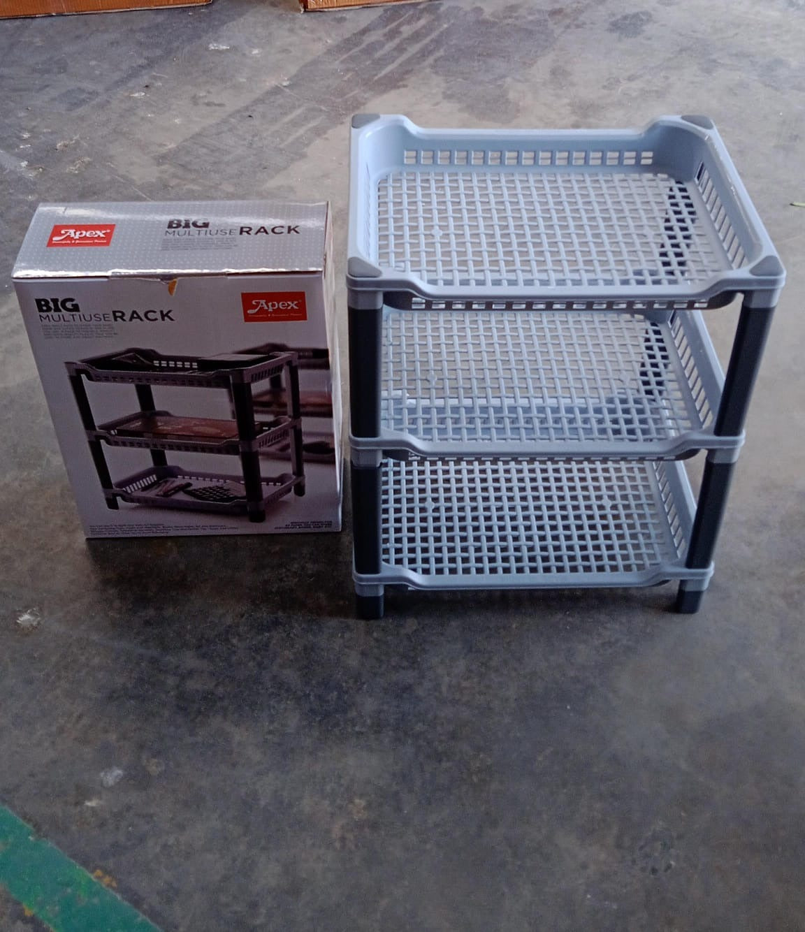 Apex Big Multi use Plastic Storage Rack â€“ 3-Tier (1 Pc)
