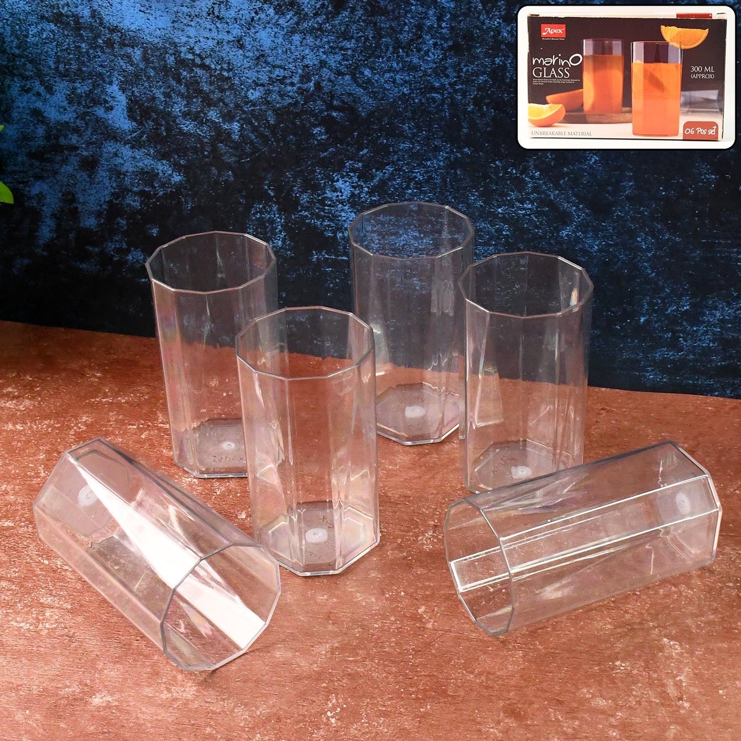 Apex Merino Nâ€™ Glass Unbreakable Plastic Drinking Glass Set (6Pc/300ml) Approx