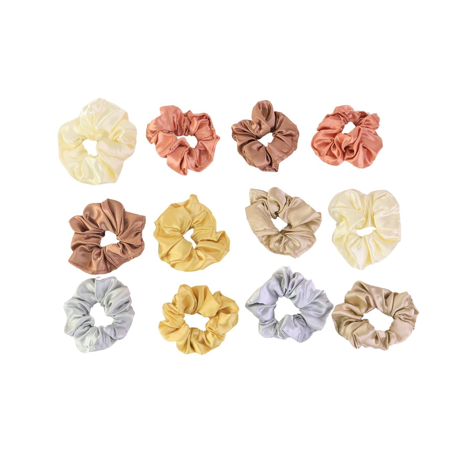Premium Satin Hair Scrunchies / Elastic Hair Ties for Women & Girls (12 Pc)