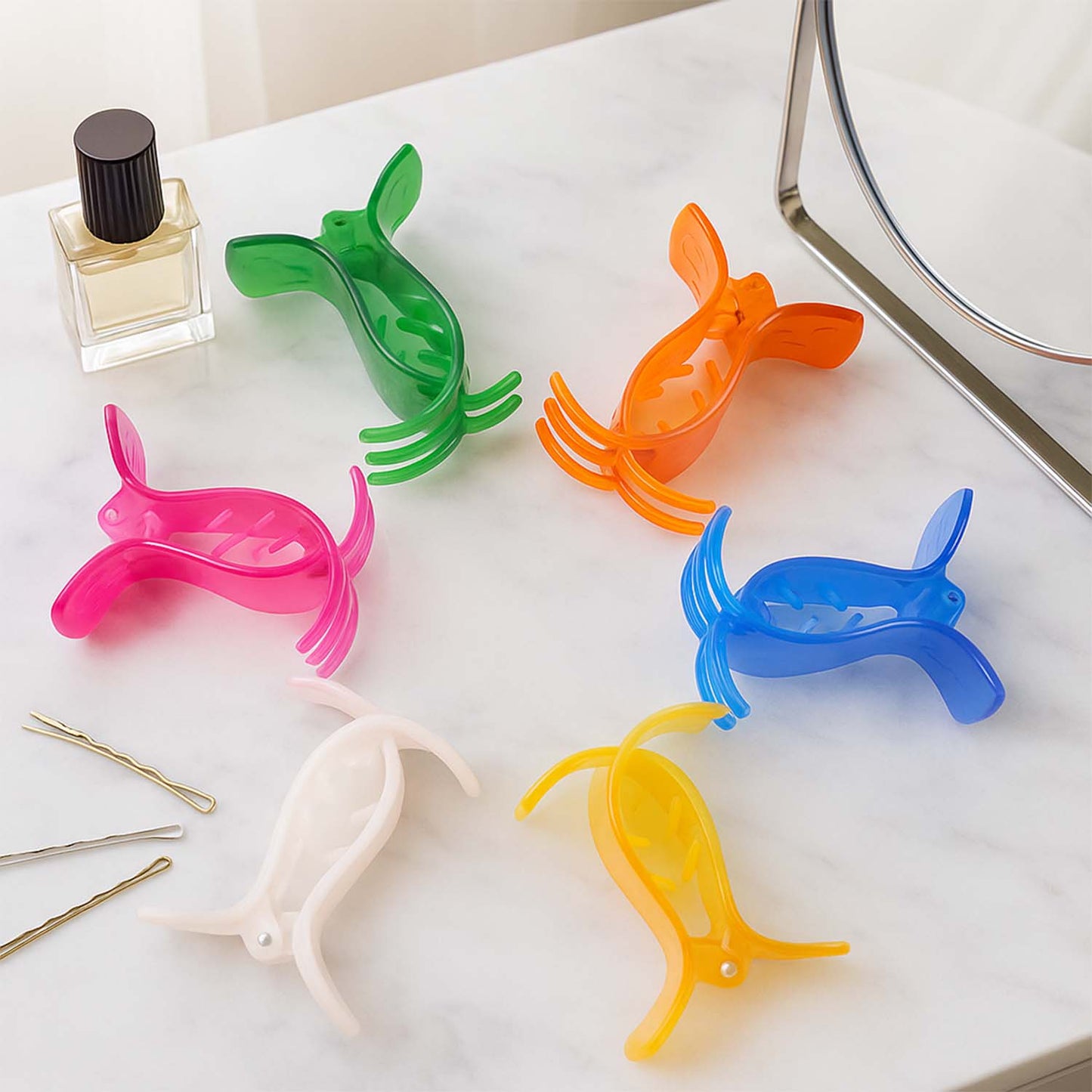 Mini Hair Claw Clips for Girls â€“ 6 Pc Colorful Small Hair Clamps