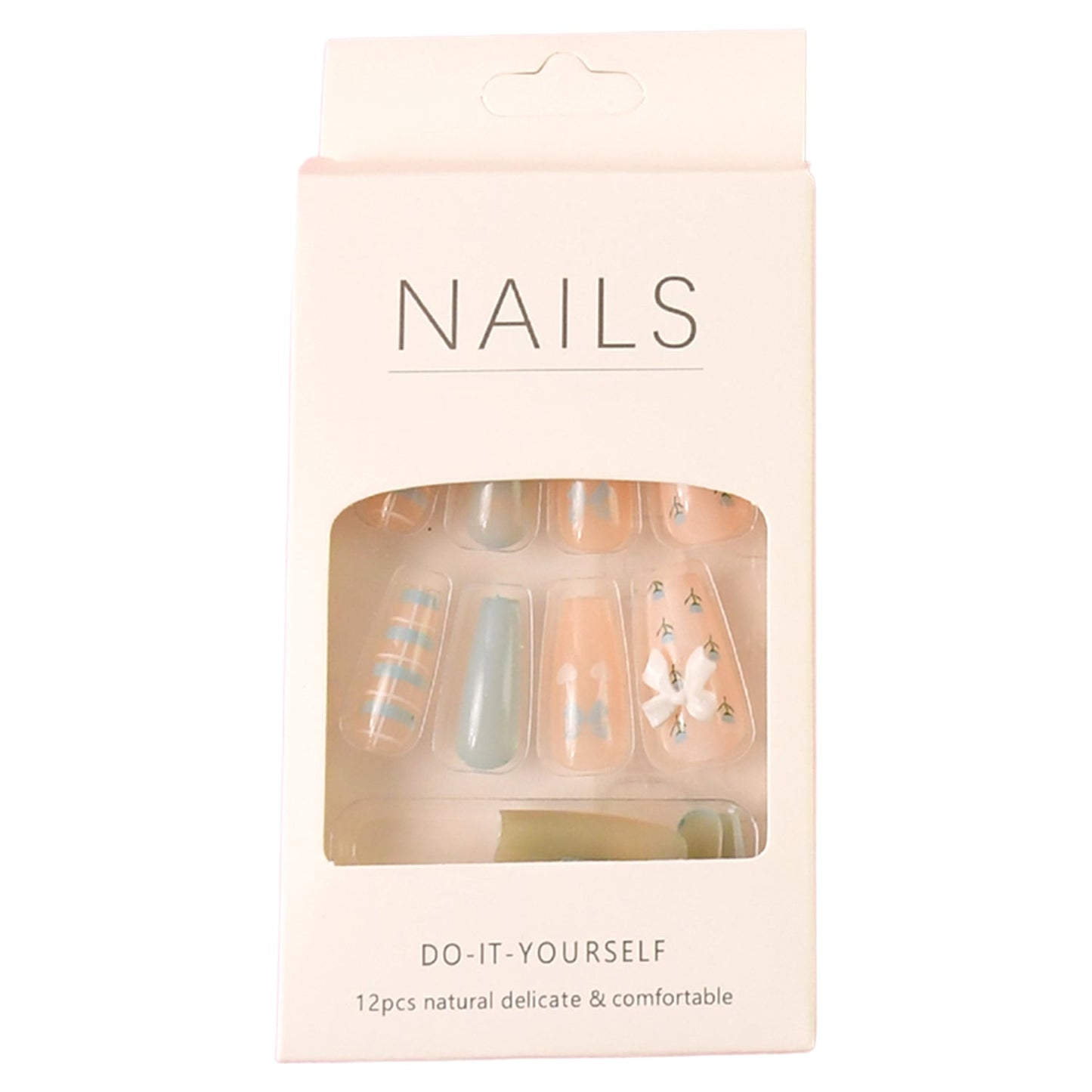 Reusable Press-On Artificial Nails with Adhesive Stickers fake nails (1 Pkt)