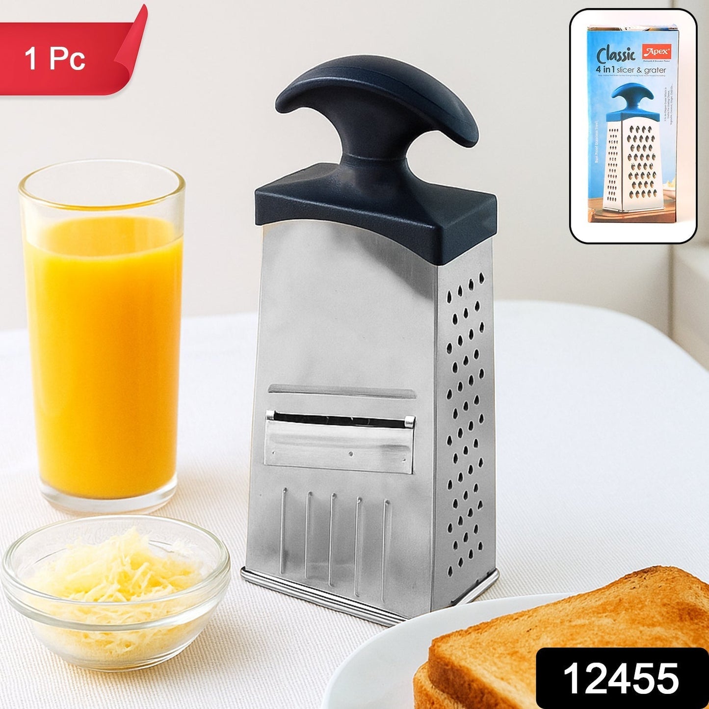 Apex Classic 4-in-1 Stainless Steel Grater & Slicer with Handle