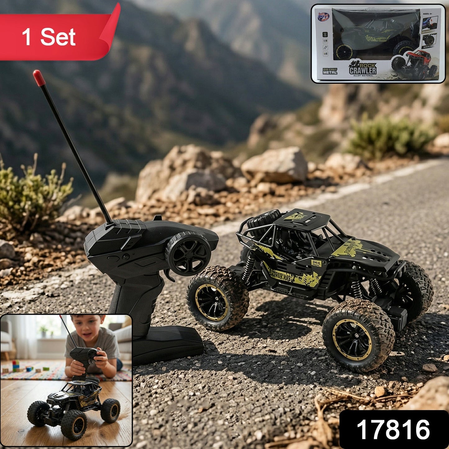Rock Crawler Monster RC Truck All Terrain Stunt Racing Car Rechargeable Indoor Outdoor Toy Car