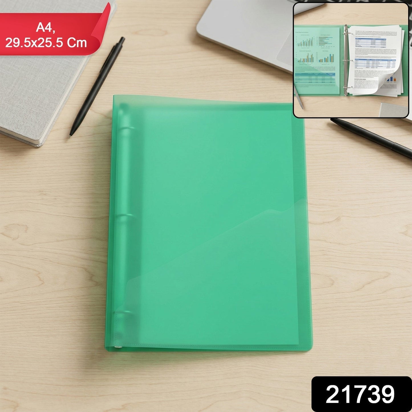 A4 Size Transparent Ring Binder File Folder 1 Pc (29.5 x 25.5 Cm)