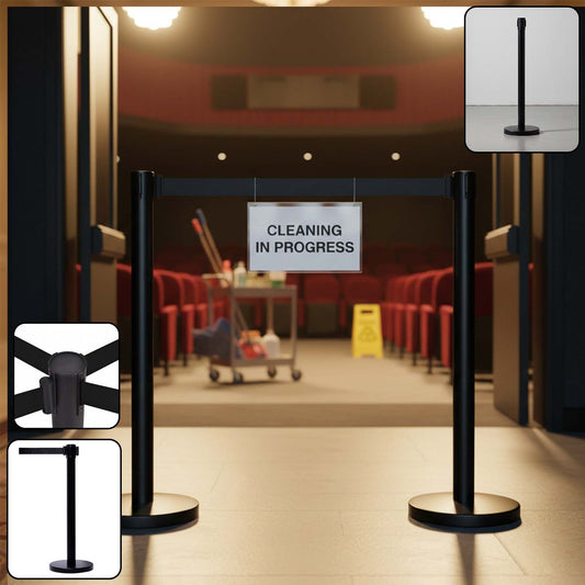 Heavy Duty Retractable Belt Crowd Control Pole with Sturdy Base â€“ 1 Pc