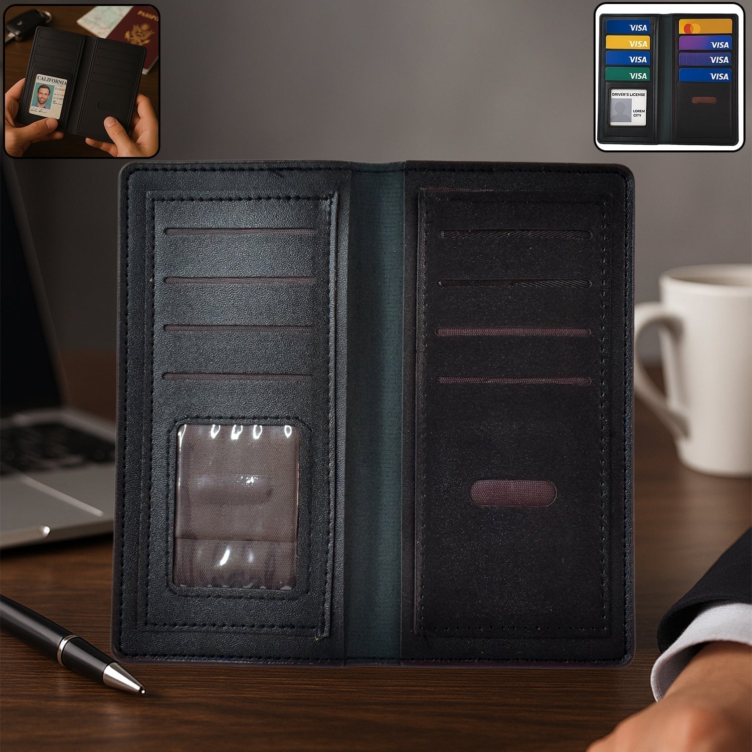 Premium Multi-Compartment Travel Document Holder and Card Organizer Wallet (1 Pc)